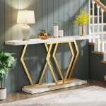 Console Table, Modern 70.9? Sofa Table with Faux Marble Tabletop - Image 4