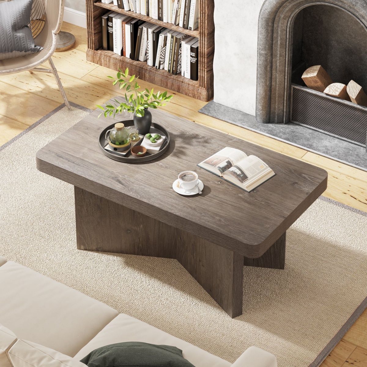 Coffee Table, Farmhouse Cocktails Table Center Table for Living Room - Image 6