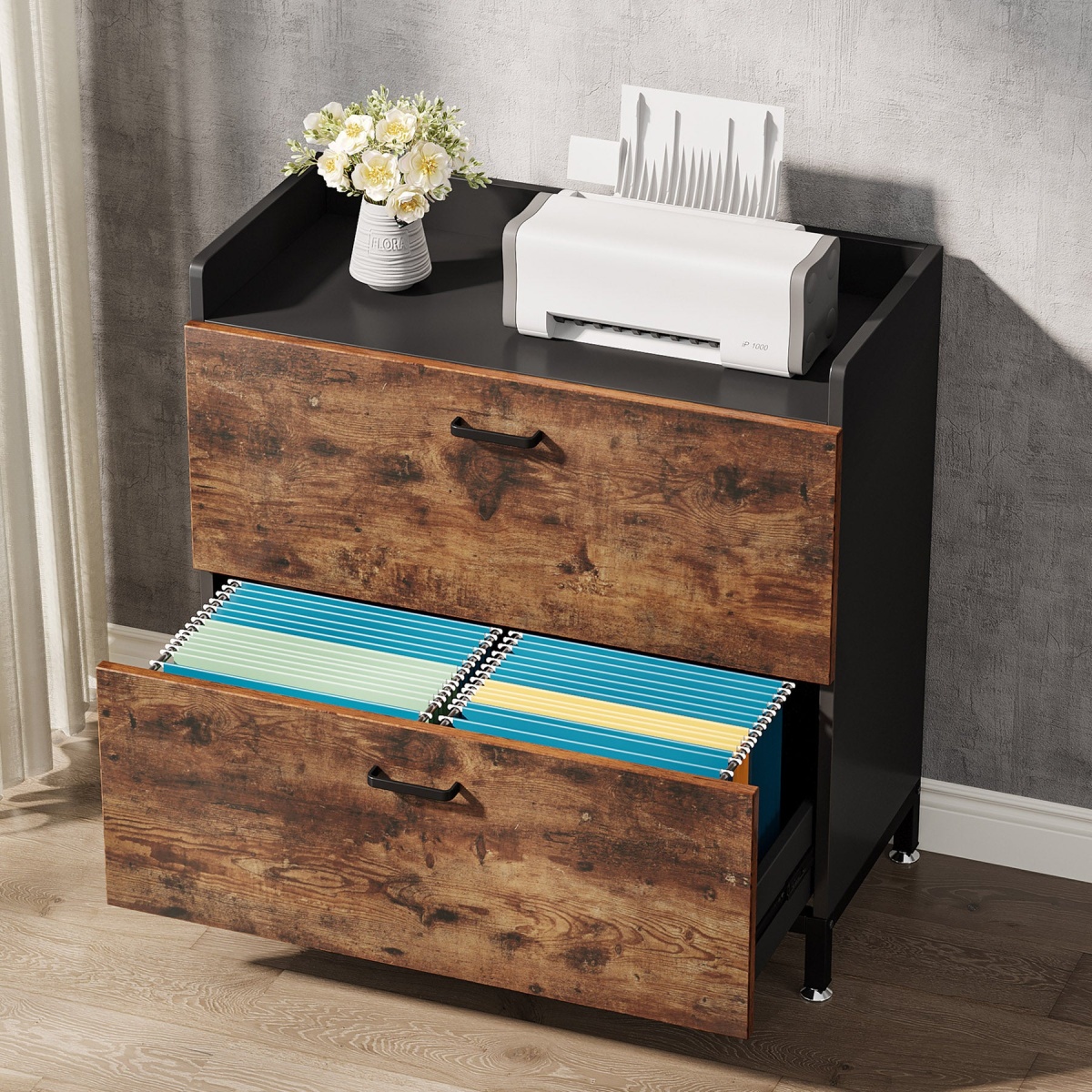 File Cabinet, 2 Drawer Lateral Filing Organization Storage Cabinet - Image 4