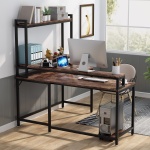 L-Shaped Desk, Corner Computer Desk with Hutch and Monitor Stand - Image 4