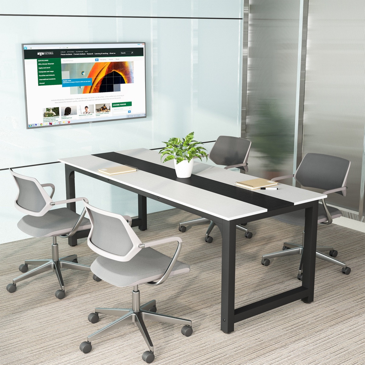 Conference Table, Rectangular Meeting Seminar Table Boardroom Desk - Image 23