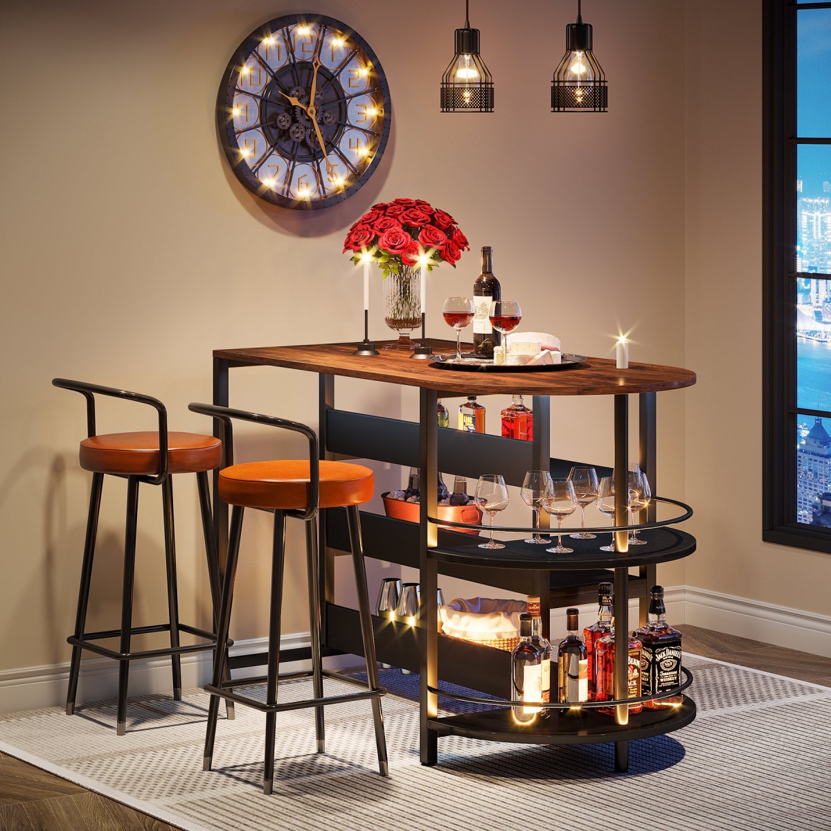 43? Kitchen Island Table with 2 Side Spice Rack & 3 Open Storage Shelves - Image 5