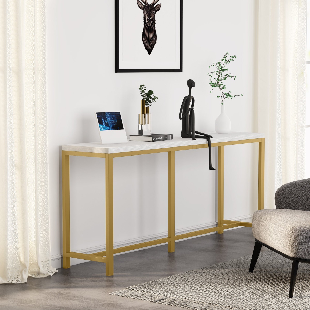 Console Table, 70.9 inch Narrow Long Entryway Table Sofa Table - Image 6