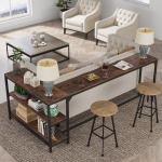 L-Shaped Console Table, Reversible Sofa Table with 3-Tier Shelves - Image 5