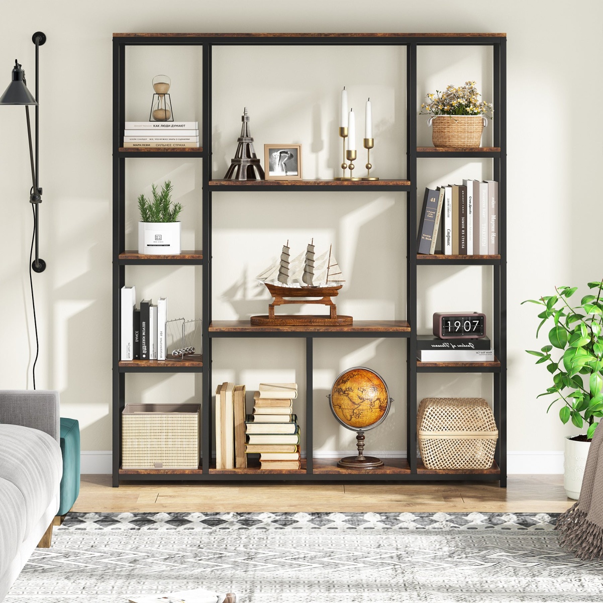 Bookcase, 12-Open Etagere Bookcase Display Rack Shelf - Image 4