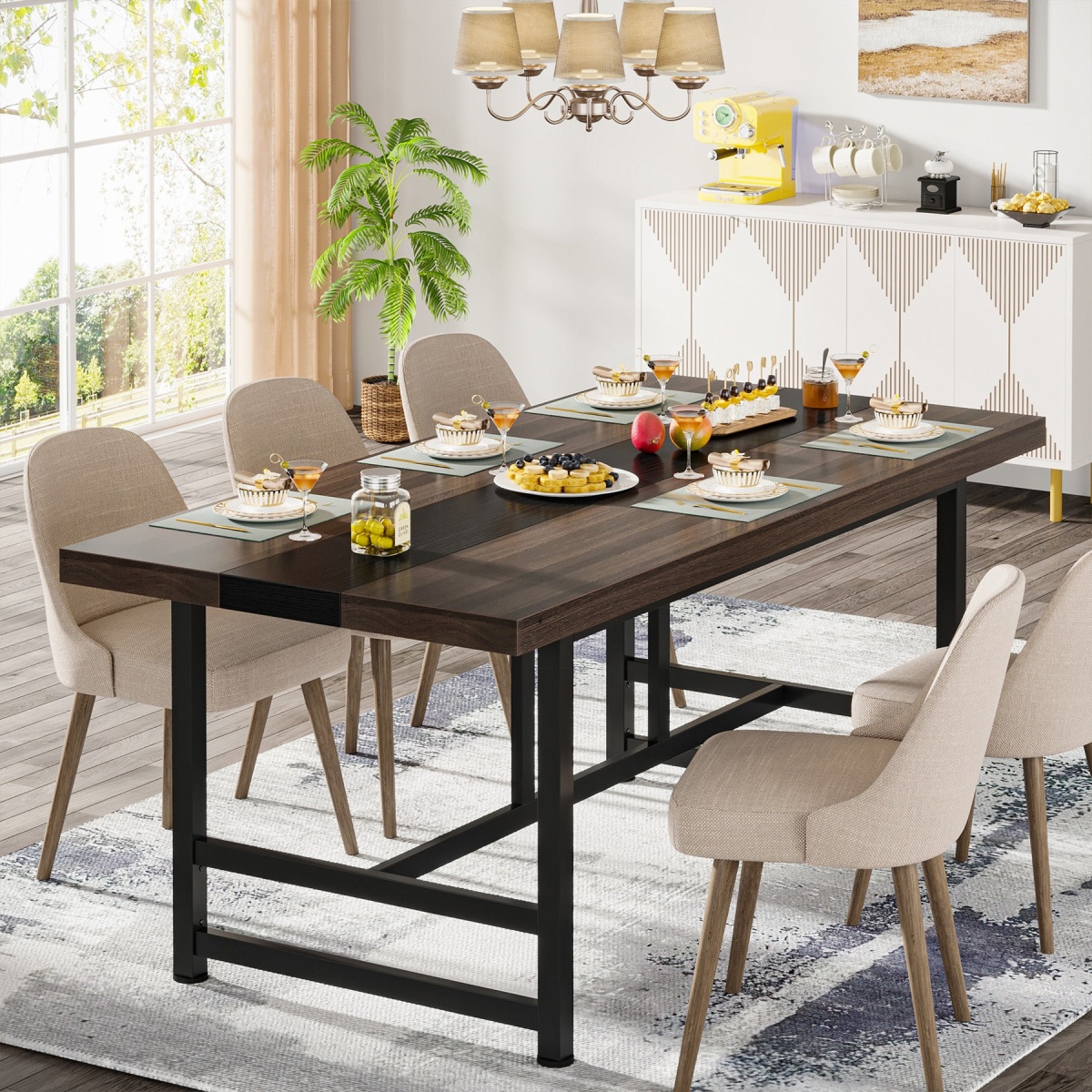Dinning Table, 70? Home & Kitchen Table with Metal Frame - Image 5