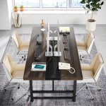 Conference Table, 6FT Rectangular Meeting Table Computer Desk - Image 4