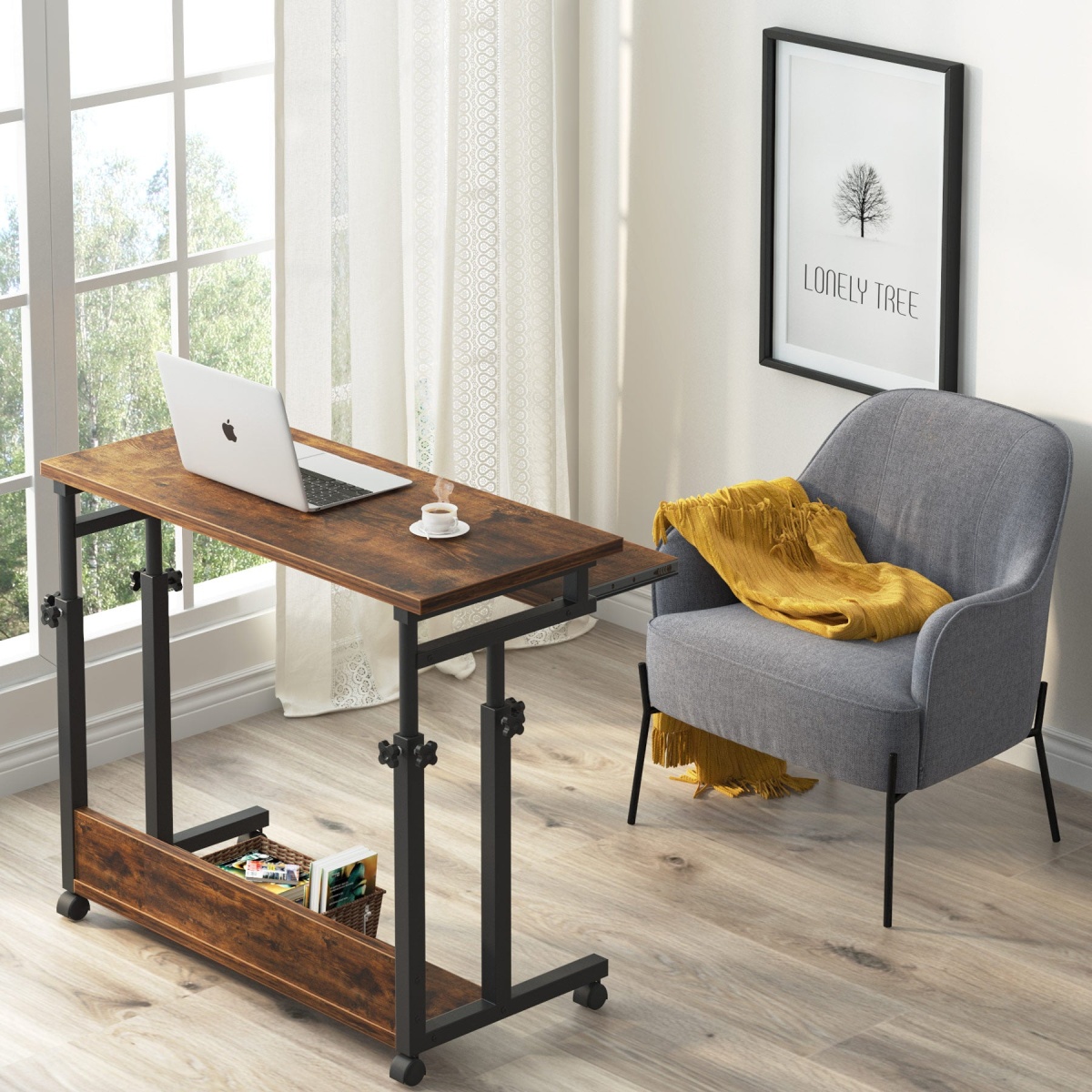Height Adjustable Desk, Rolling Standing Desk Portable Desk - Image 4