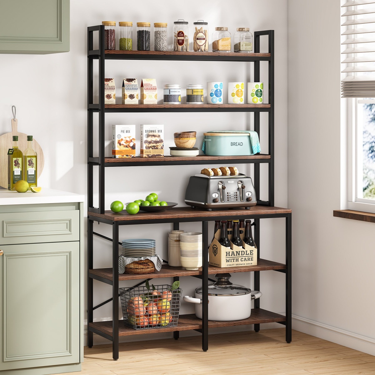 Bookshelf, 6-Tier Standing Etagere Bookcase Storage Rack - Image 10