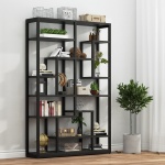 Bookshelf, Standing Shelf Bookcase Storage Rack, Black - Image 4