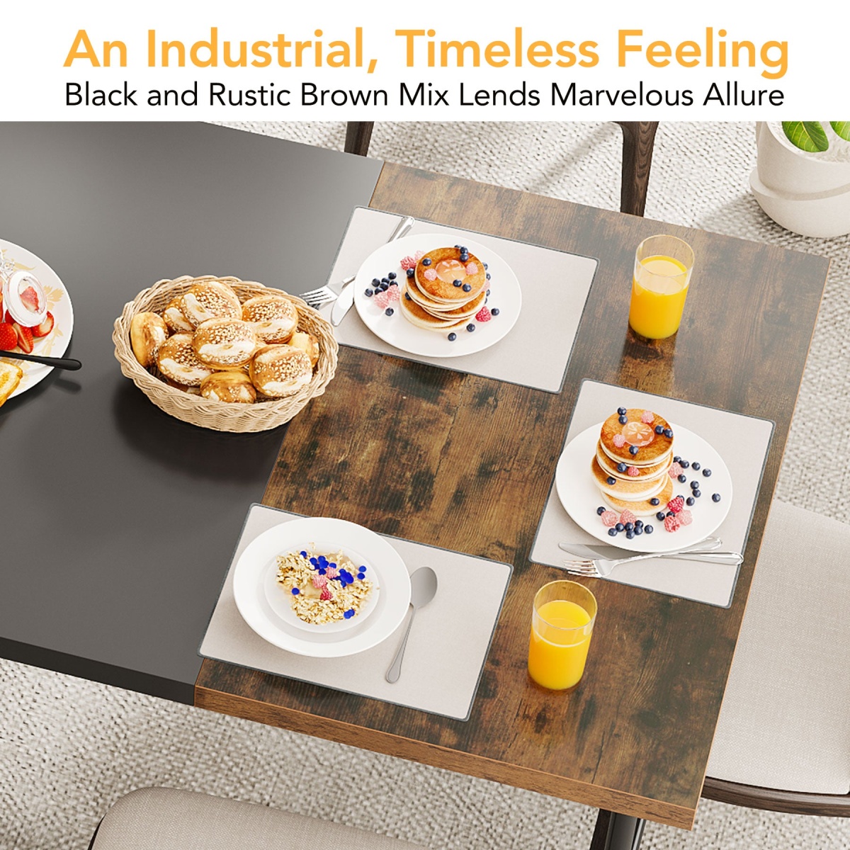 Dining Table, Industrial Breakfast Dinner Table for 6-8 people - Image 6