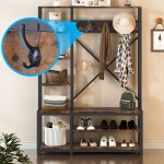 Coat Rack Shoe Bench, 4-in-1 Entryway Hall Tree with Shelves - Image 6