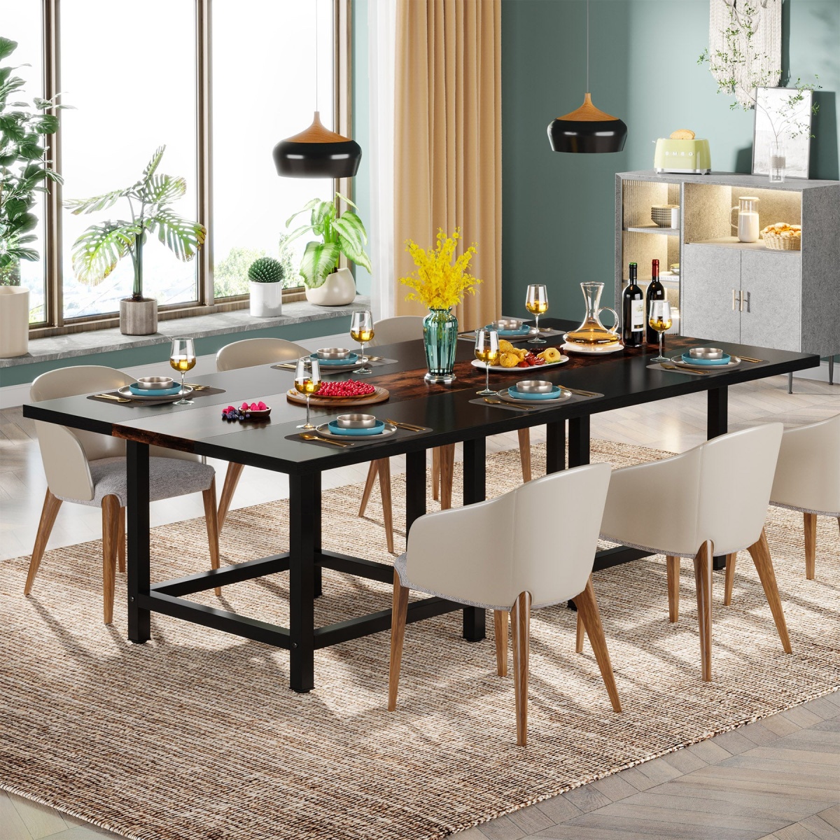 Dining Table, Rustic Square 39?x 39?x 29? Kitchen Table for 4 - Image 5