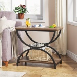 Round End Table, Industrial Side Table with Metal Hollow Frame - Image 92