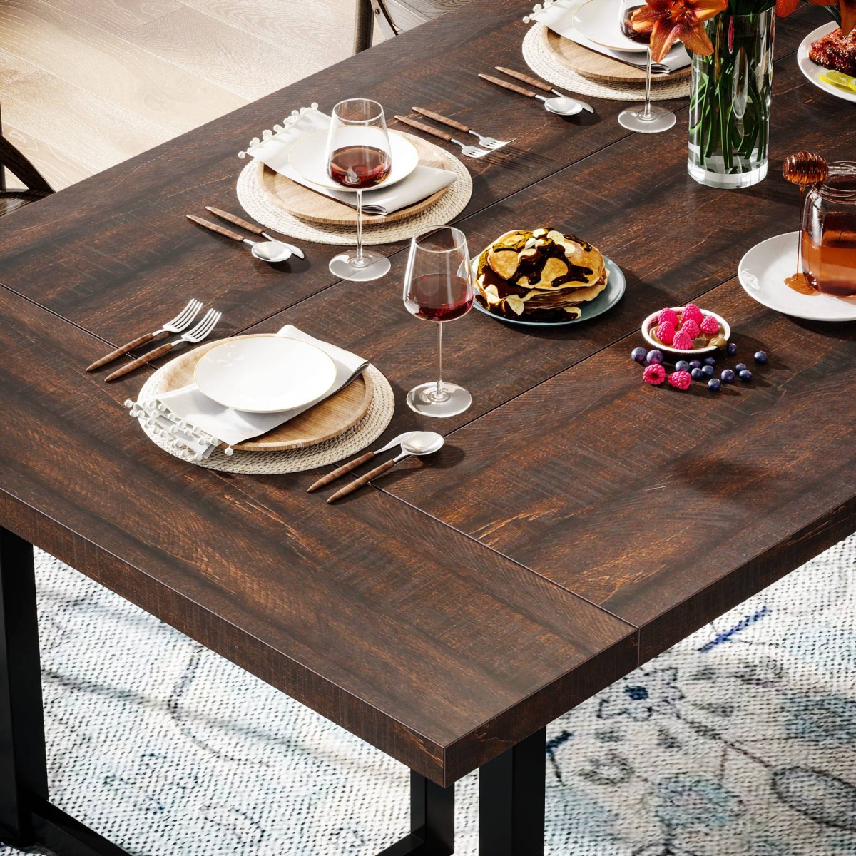 Dining Table, Industrial Rectangular Kitchen Table for 4-6 People - Image 7