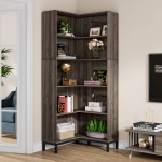 Corner Bookcase, 71 inch 6-Tier L-Shaped Etagere Bookshelf - Image 5