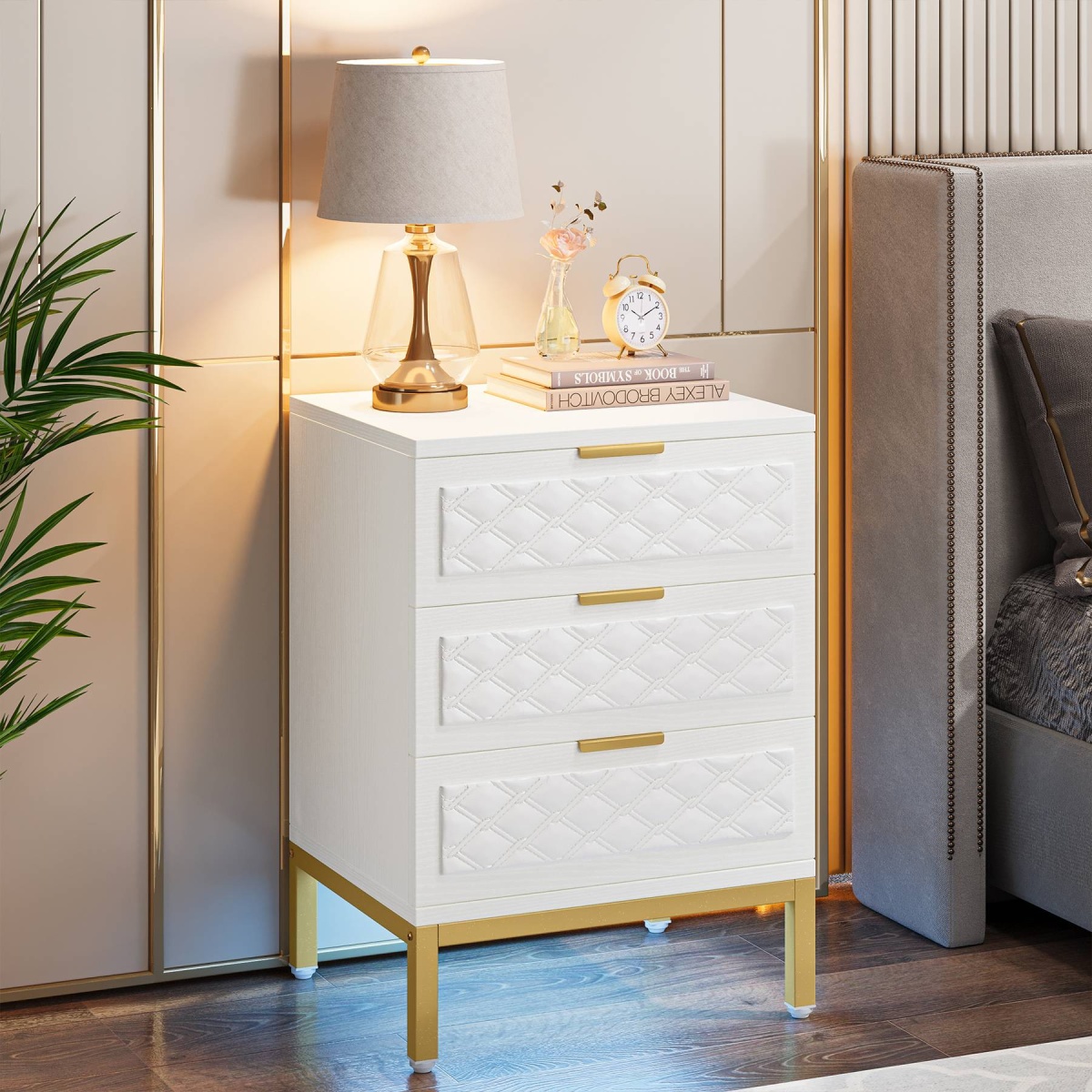 Nightstand, 3-Drawer Modern Beside Table End Table - Image 1