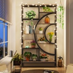 Bookshelf, 71? Geometric Bookcase, Industrial 8-Tiers Etagere Shelving Unit - Image 6