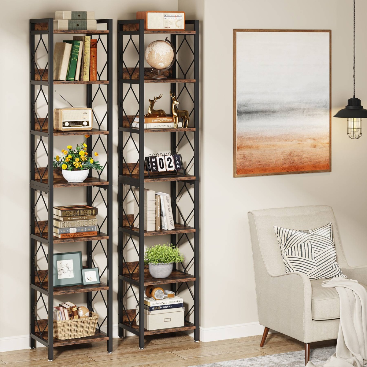 Corner Shelf, 78.7? Narrow Bookshelf 7 Tier Corner Bookcase - Image 9