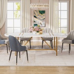 Dining Table, 70.8 Inch Modern Oval Kitchen Table for 6 People - Image 6