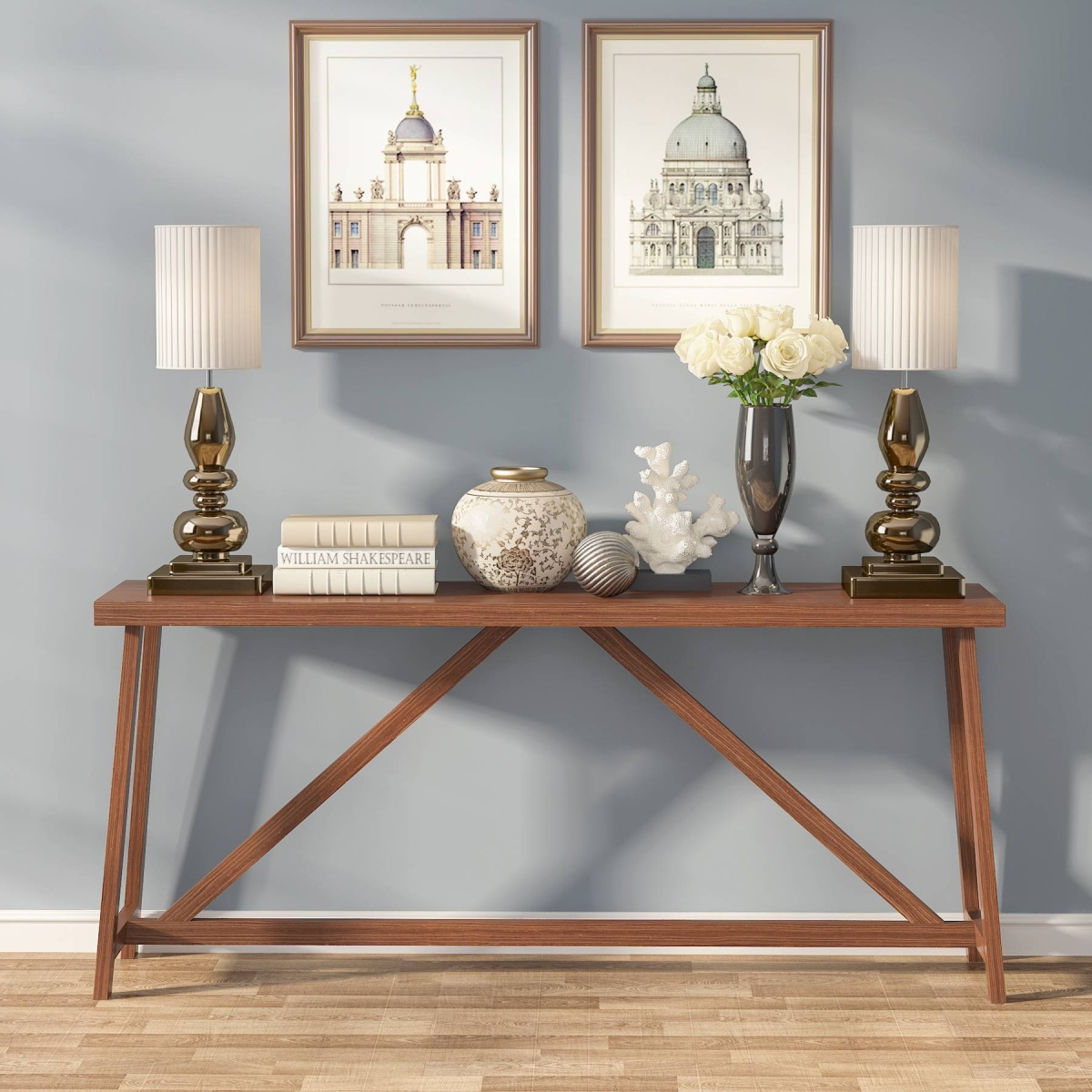 Console Table, 70.9 Inch Solid Wood Sofa Table Behind Couch - Image 4