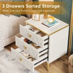 Nightstand, Modern Wooden Bedside Table with Three Drawers - Image 6