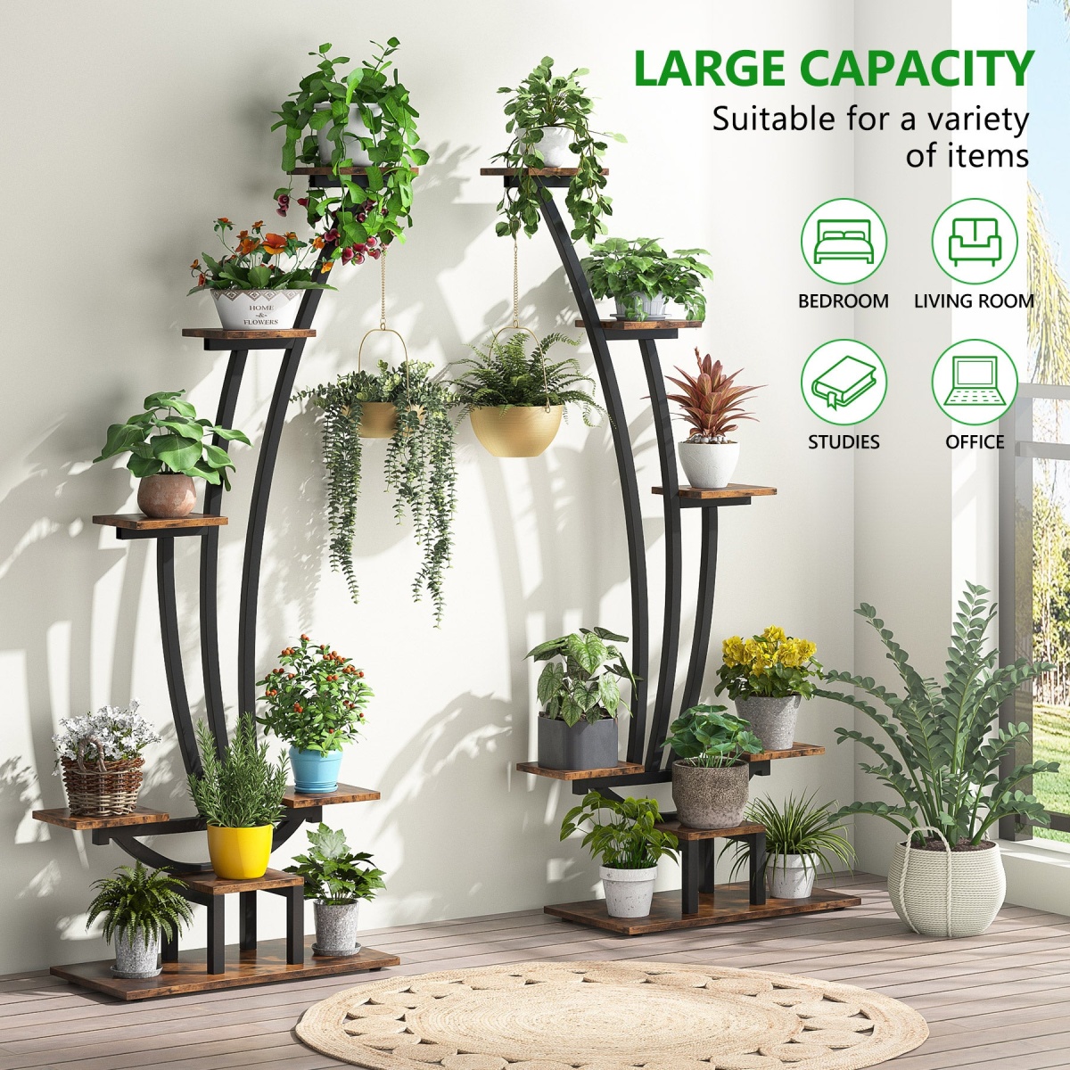 Plant Stand, Metal Curved Display Shelf Pack of 2 - Image 6