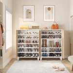 Shoe Cabinet, 2-Door Shoe Organizer Cabinets with Solid Wood Legs - Image 6