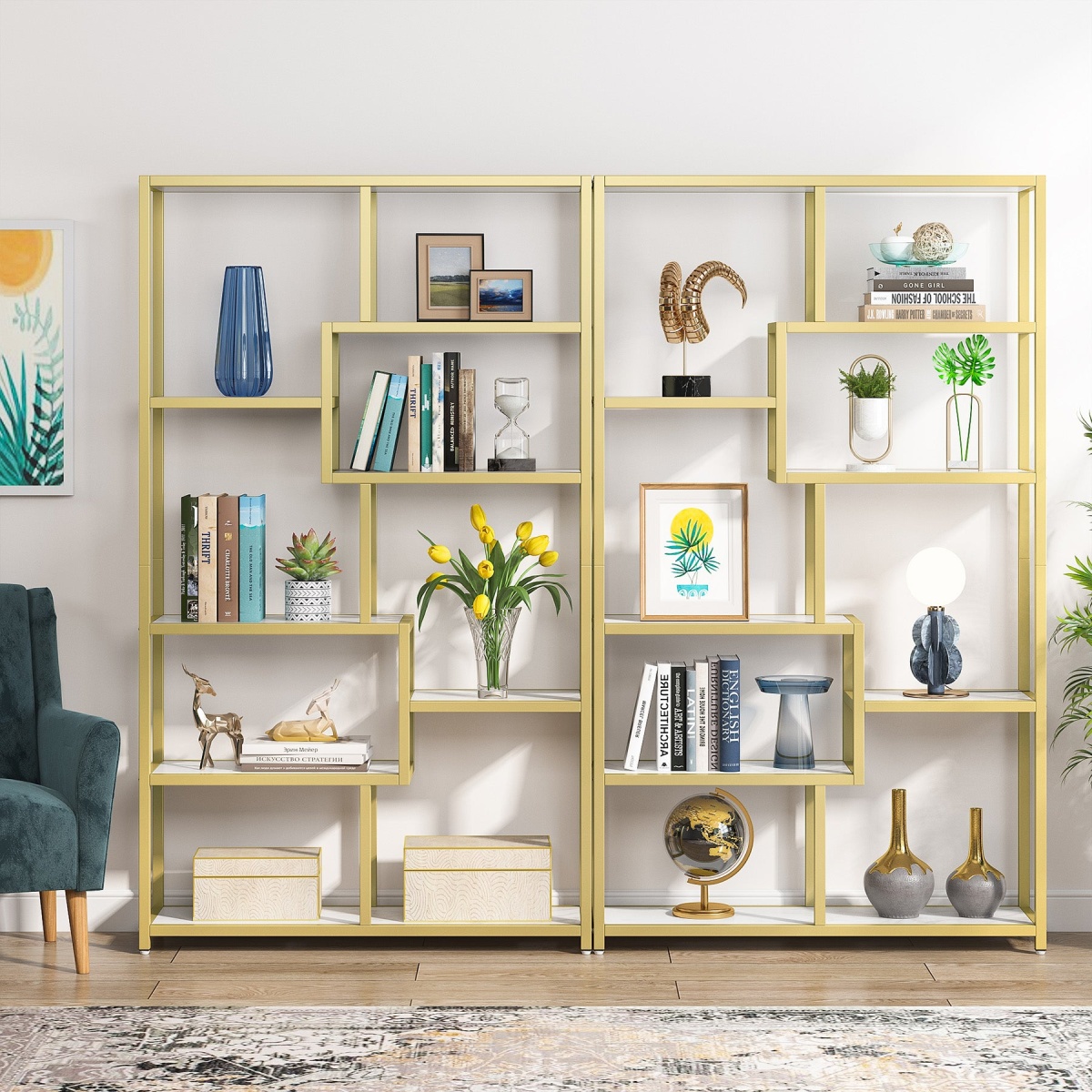 Bookshelf, 8-Open Shelf Etagere Bookcase Storage Organizer - Image 5
