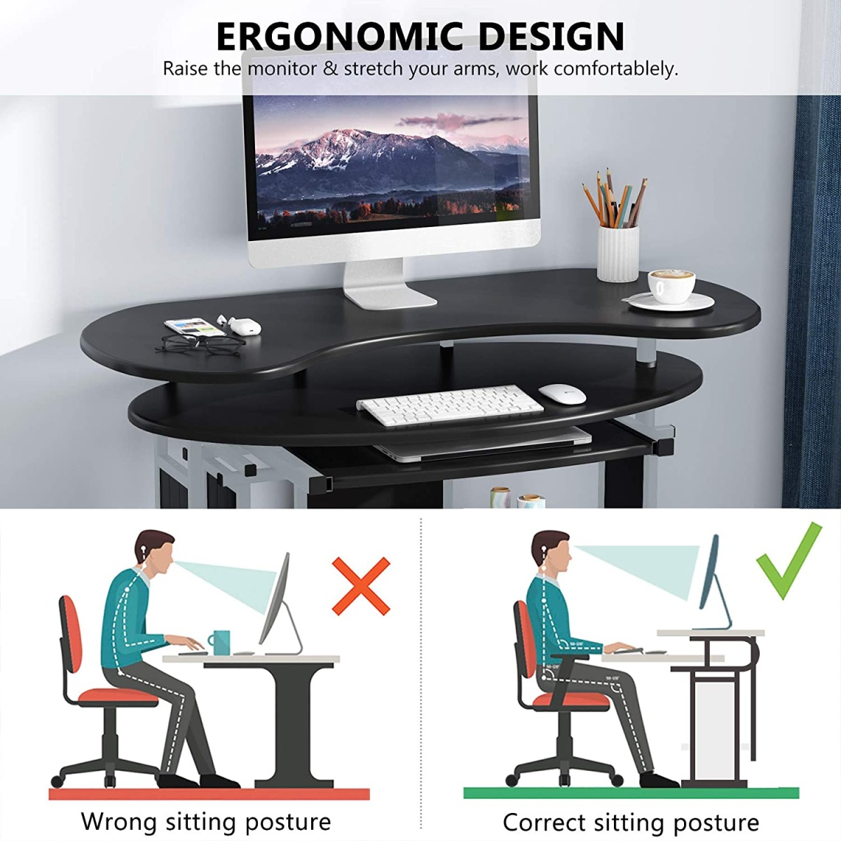 Rotating Desk, Modern L-Shaped Computer Desk, Corner Study Desk - Image 8