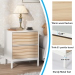 Nightstand, Wood End Table Bedside Table with 2-Drawer - Image 6