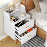 Nightstand, Modern Bedside Table with 2 Drawers - Image 6