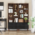 Bookshelf, 7 Cube Bookcase Rack with 2 Storage Drawers - Image 8