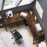 Lift Top L-Shaped Desk, Corner Computer Desk with Storage Shelves - Image 4