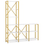 9 Shelves Bookshelves, Industrial Ladder Corner Etagere Bookcase - Image 9