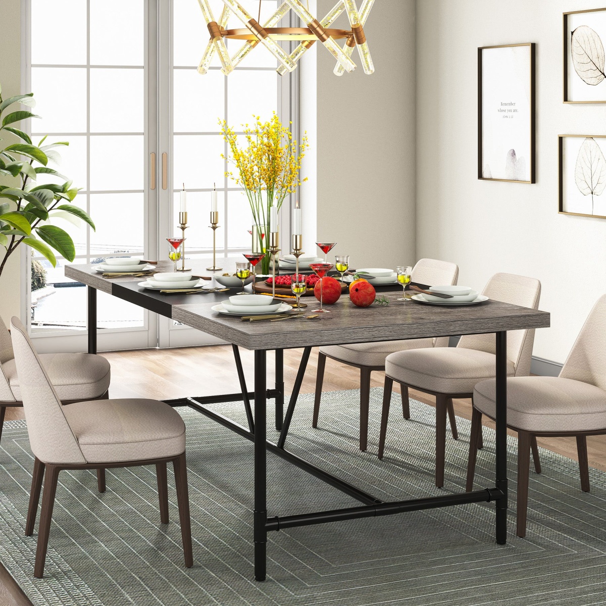 Dining Table, Industrial Breakfast Dinner Table for 6-8 people - Image 9