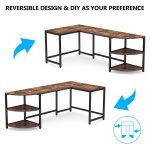 L-Shaped Desk, 75 inch Corner Computer Desk with Reversible Shelves - Image 5