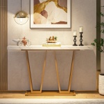Console Table, 55? Modern Sofa Table with Faux Marble Surface - Image 5