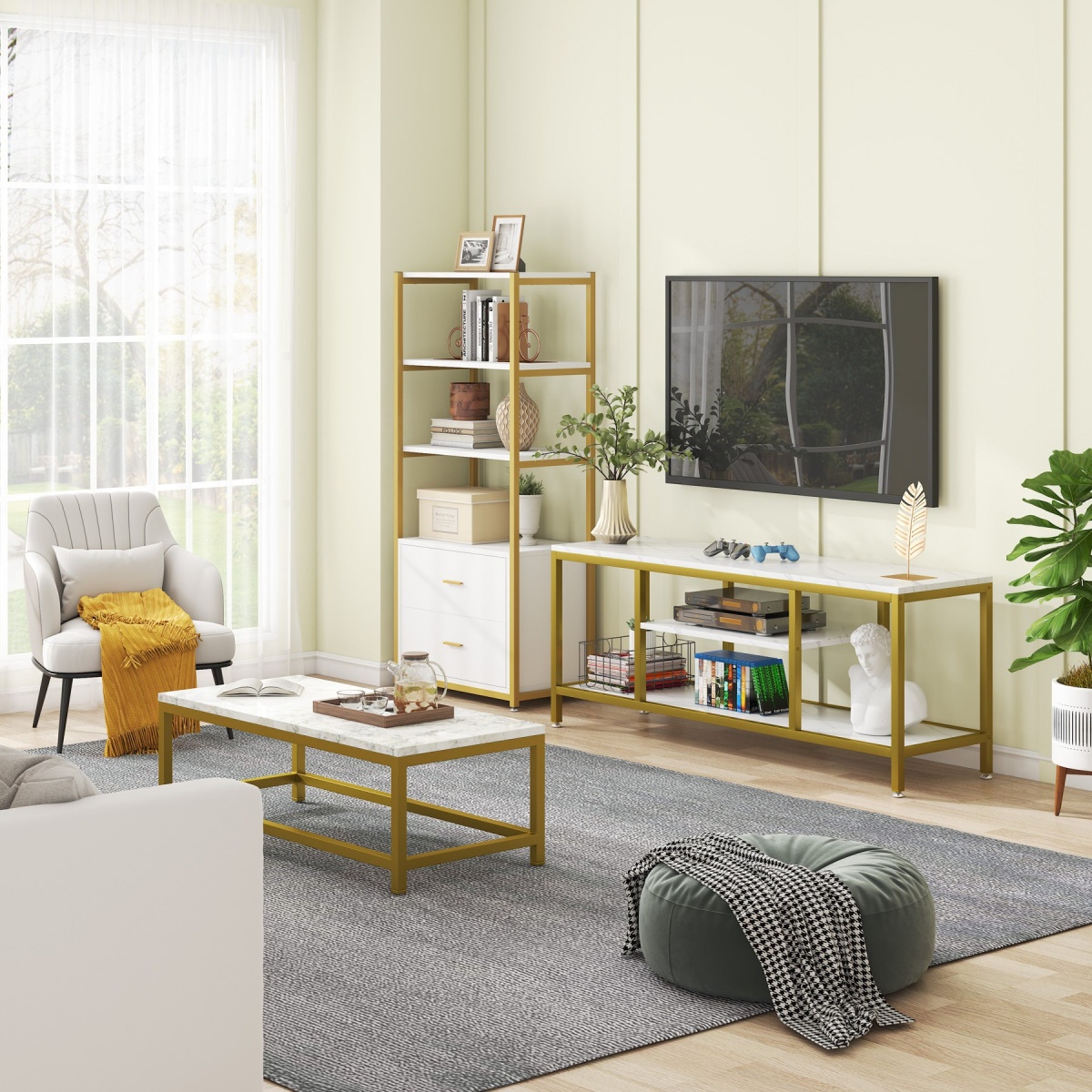 TV Stand for 65 Inch TV, 59 Inch Modern TV Console Table - Image 6