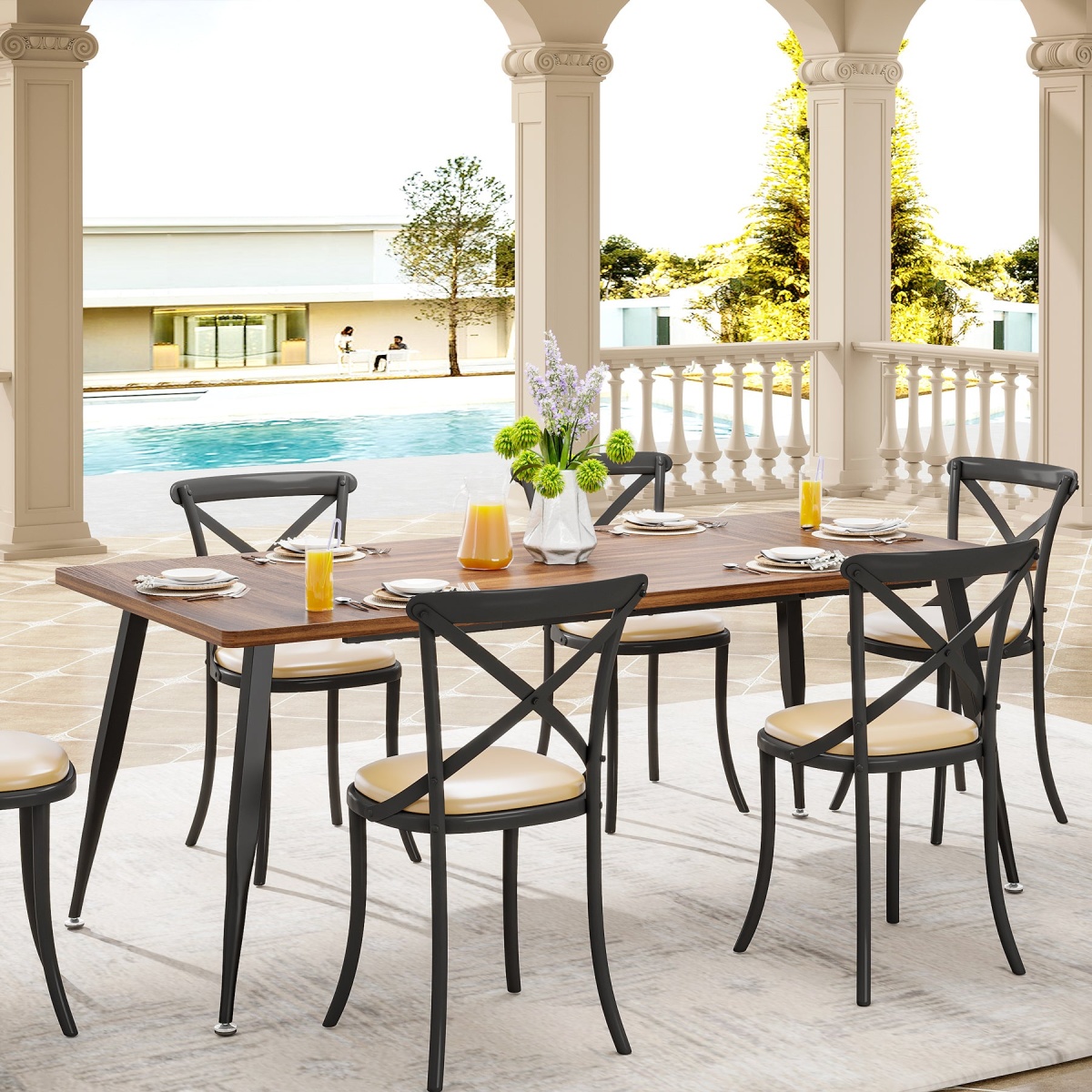 Dining Table, 70.9? Kitchen Dinner Table for 6 to 8 People - Image 5