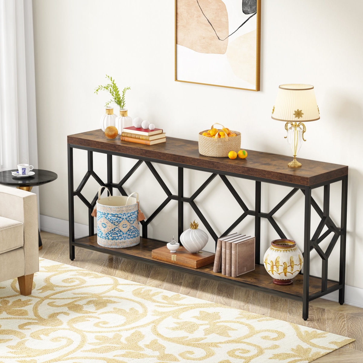 Console Table, 71? Extra Long Sofa Table with Open Storage Shelf - Image 4