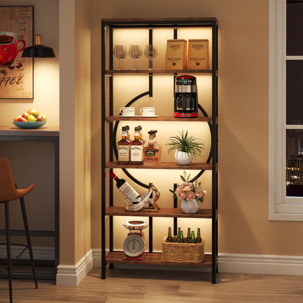 Bookshelf, 70.9? Industrial Bookcase 6-Tier Display Shelf - Image 5