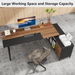 L-Shaped Desk, 70.9?? Office Executive Desk with File Cabinet - Image 6