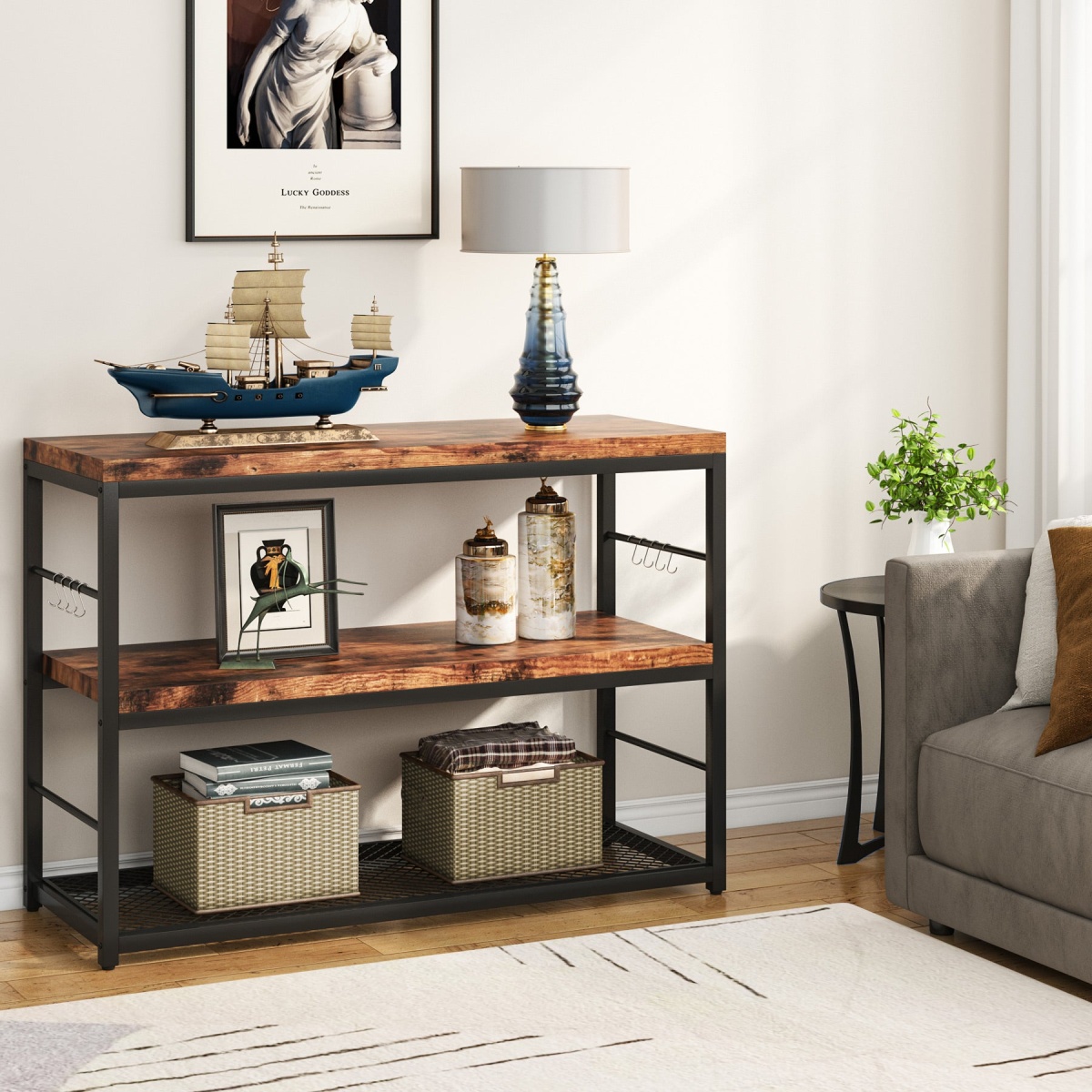 Kitchen Island with Storage Shelves, 3-Tier Kitchen Shelf - Image 5