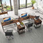Lift Top L-Shaped Desk, Computer Corner Desks with Drawers - Image 6