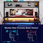 Gaming Desk with 2-Outlet & 2 USB Ports, Computer Desk with Monitor Stand - Image 5