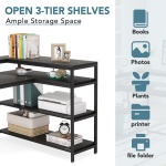 L-Shaped Desk, 53? Reversible Corner Desk with Shelves and Monitor Stand - Image 5