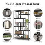 8-Shelves Staggered Bookshelf, Industrial Etagere Bookcase - Image 7
