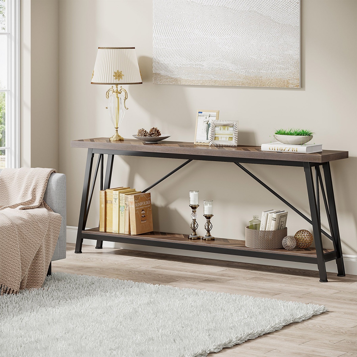 Console Table, 70.9 Inches Extra Long Sofa Table Behind Couch - Image 16