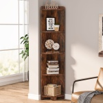 Corner Shelf, 5 Tier Wood Wall Corner Bookshelf Storage Rack - Image 10
